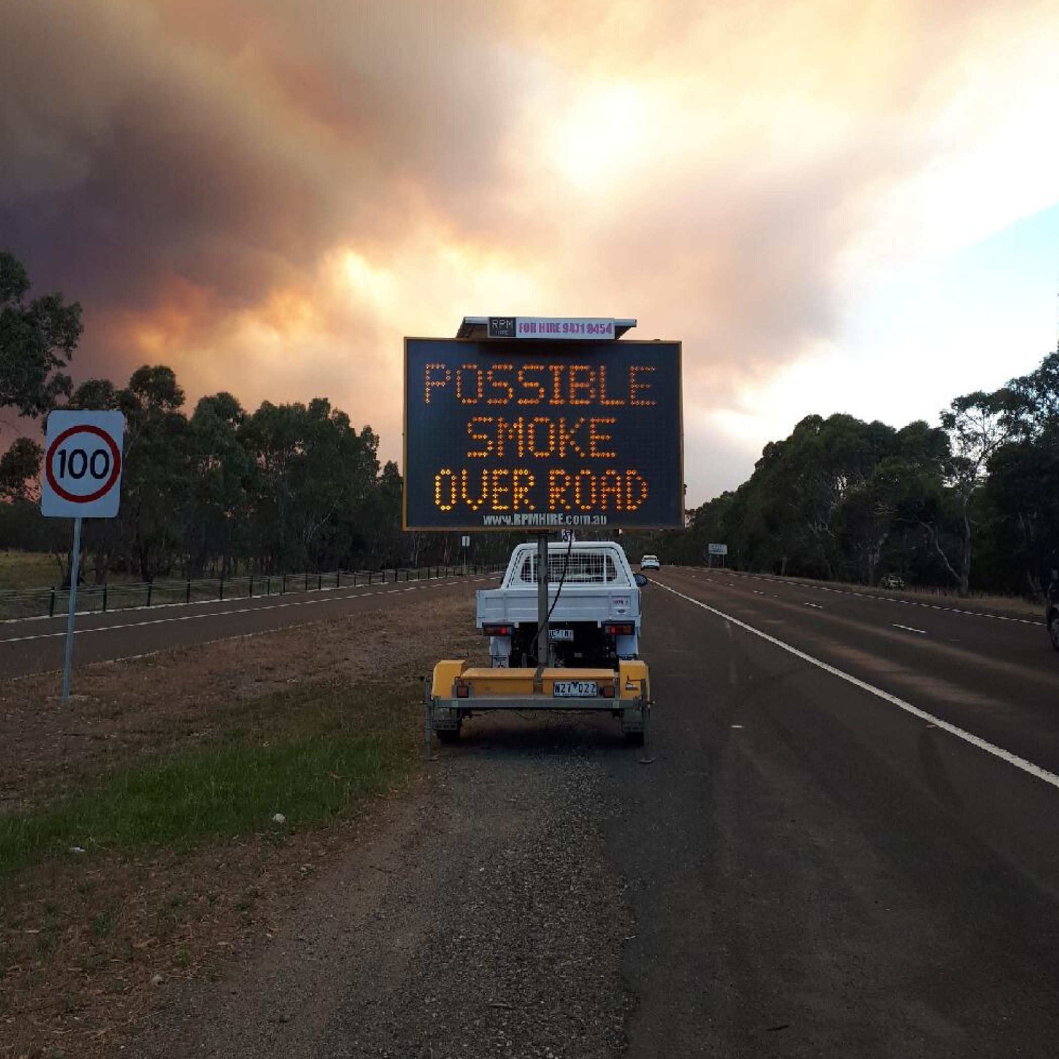 Variable Message Signs Smoke Over Road