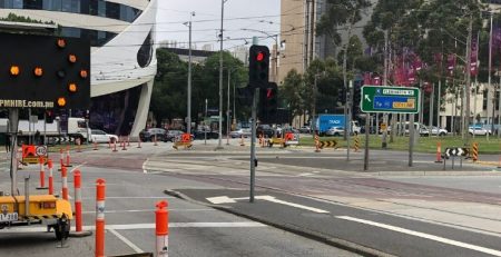 Amber Arrow Board displaying double arrows used for traffic management