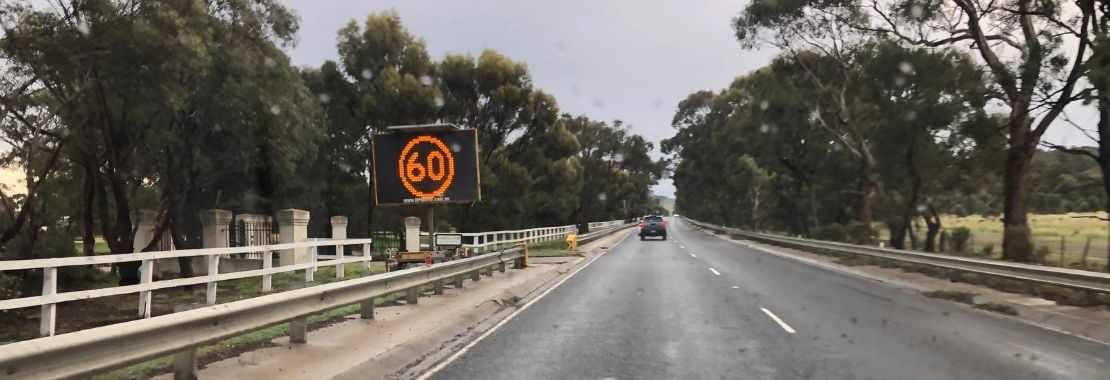 Variable Message Sign Displaying Speed 60Km