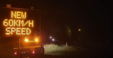Variable Message Sign Operating at Night