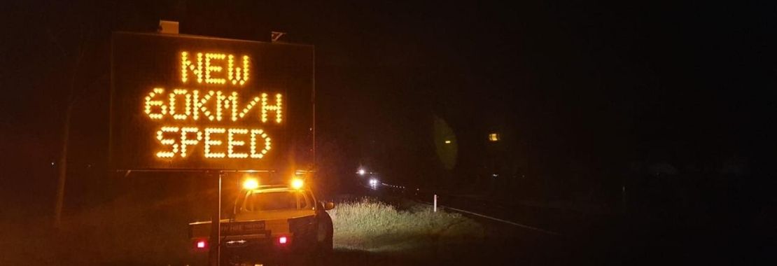 Variable Message Sign Operating at Night